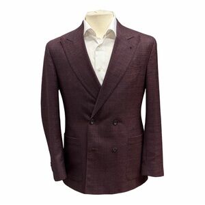 Burgundy Double-Breasted Wool-Silk Sport Jacket - Jack Victor